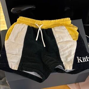 Kith Kids Black, White, and Yellow Shorts